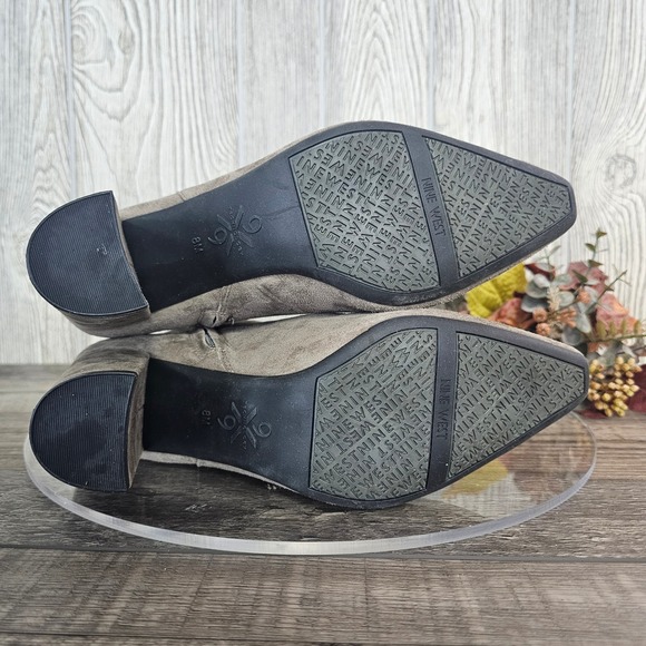 Nine West 9x9 Wndery Leather‎ Block Heel Booties Women's 8M Taupe NWOB - Picture 6 of 9